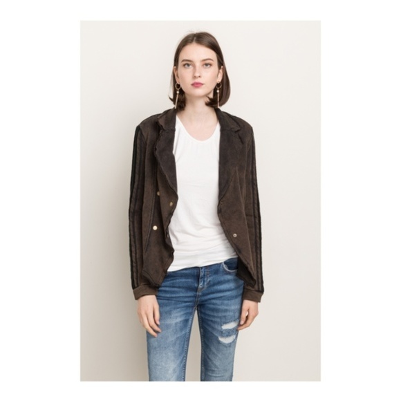 ONE LEFT (S) Terry Mix Sweater Jacket - Picture 4 of 8